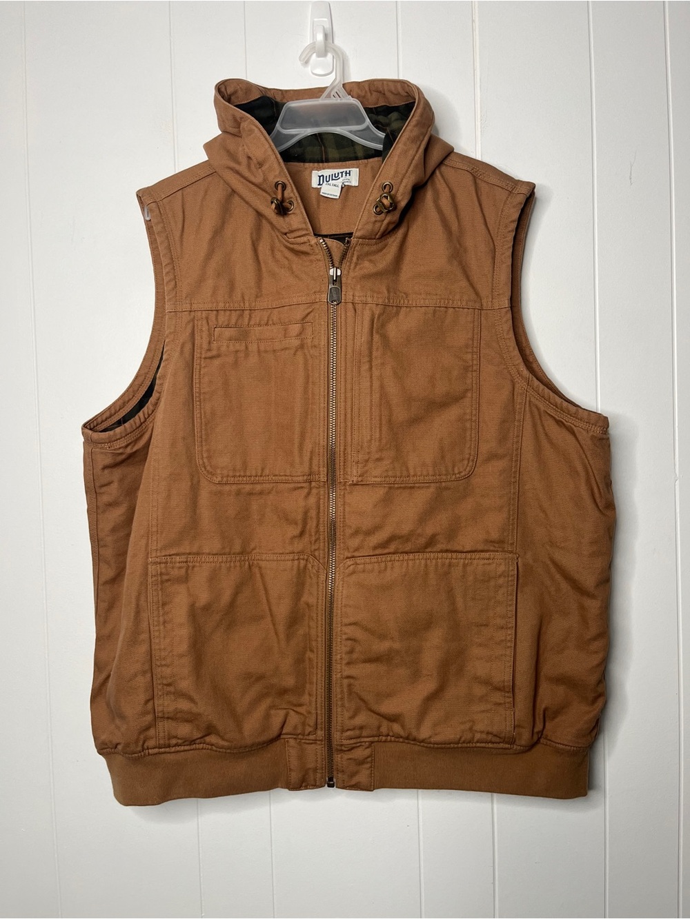 Duluth Trading Co Fire Hose Flannel-Lined Hooded Vest Size 2XL Tall